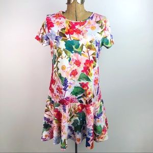 Drop waist Botanical Floral Short Sleeve Dress